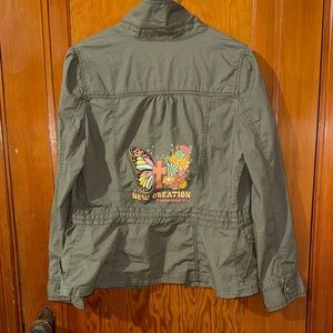 St. John’s Bay Green Jacket with Butterfly Design